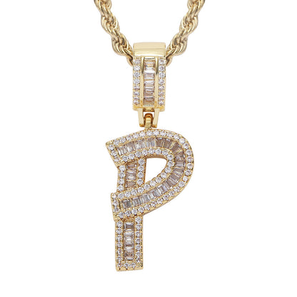 Iced Baguette Letters Pendant in Gold