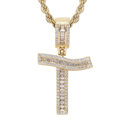 Iced Baguette Letters Pendant in Gold